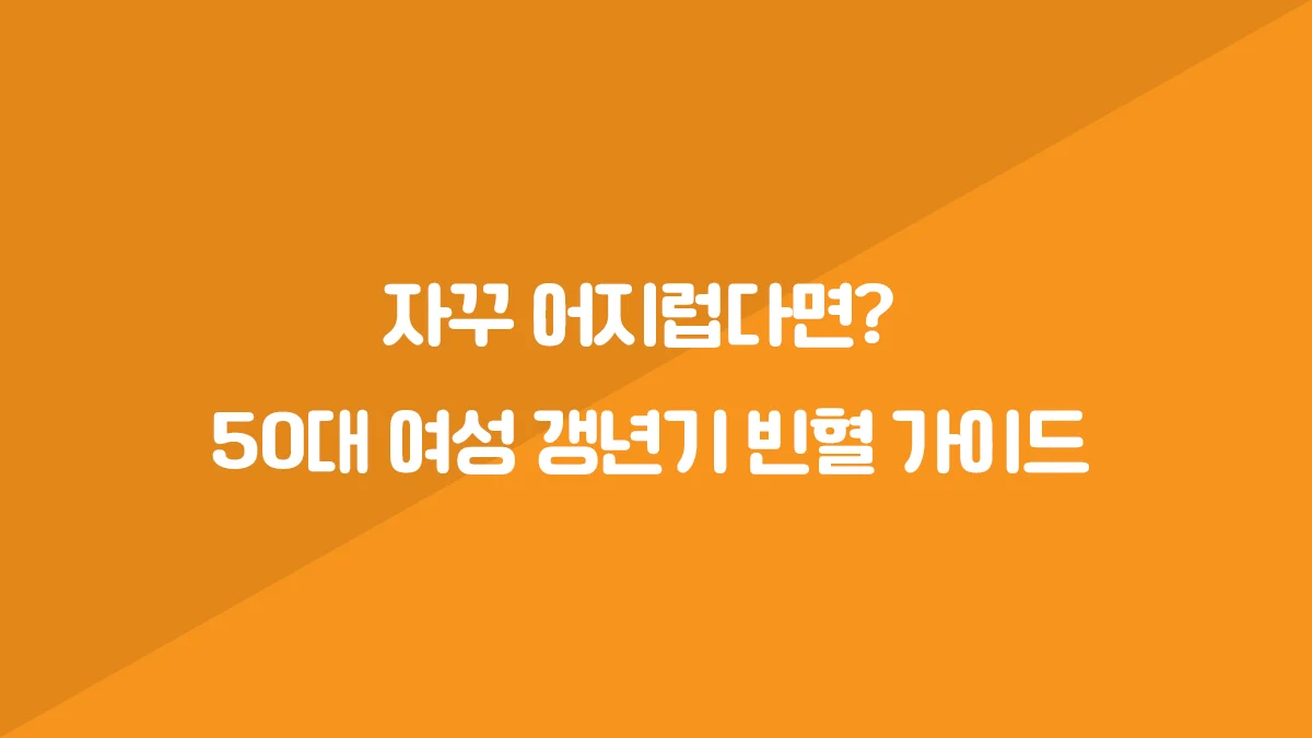 50대 여성 갱년기 빈혈 증상 가이드 대표 이미지